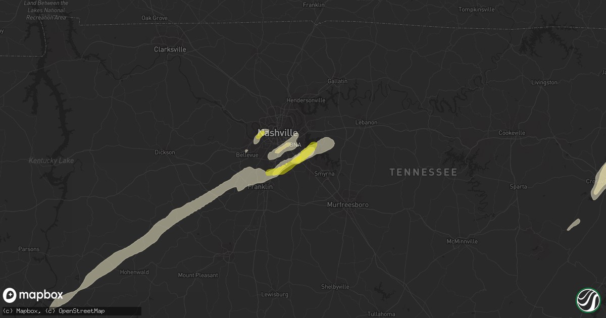 Hail map in Antioch, TN on March 26, 2021