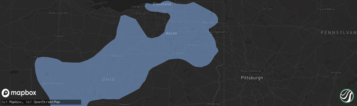 Hail map in Canton, OH on March 26, 2021