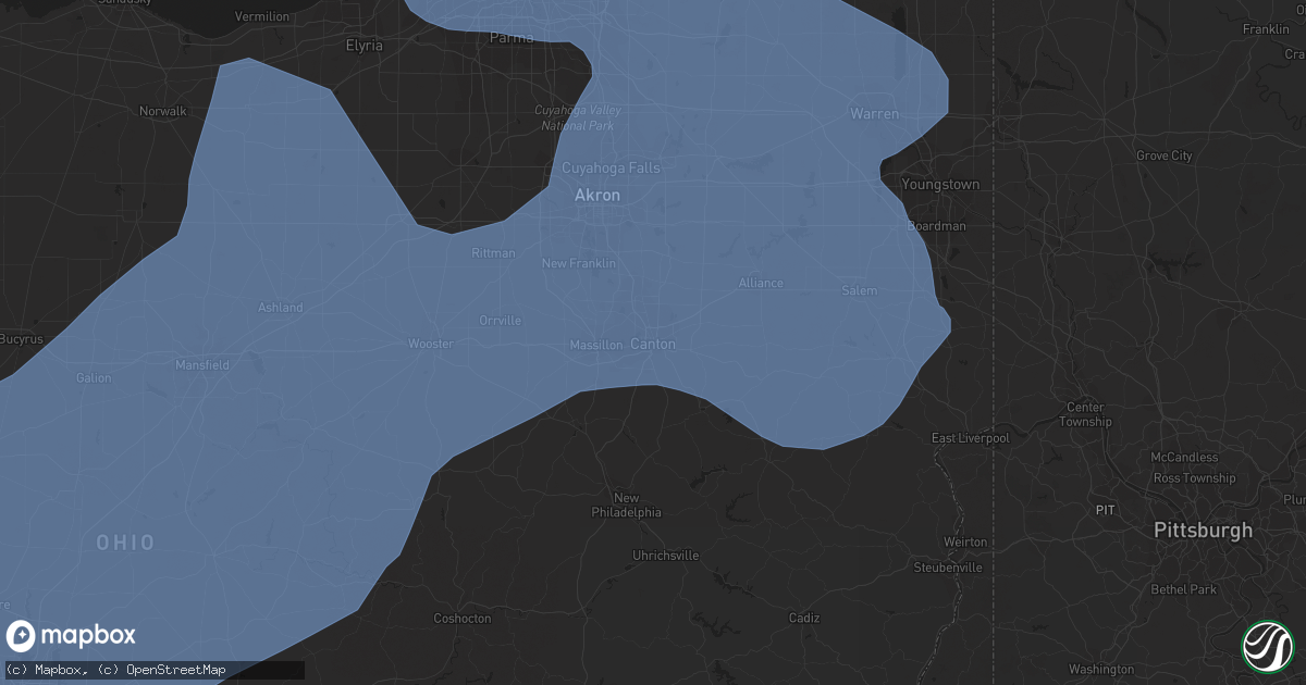 Hail map in Canton, OH on March 26, 2021