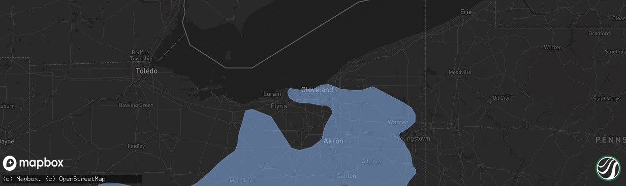 Hail map in Cleveland, OH on March 26, 2021