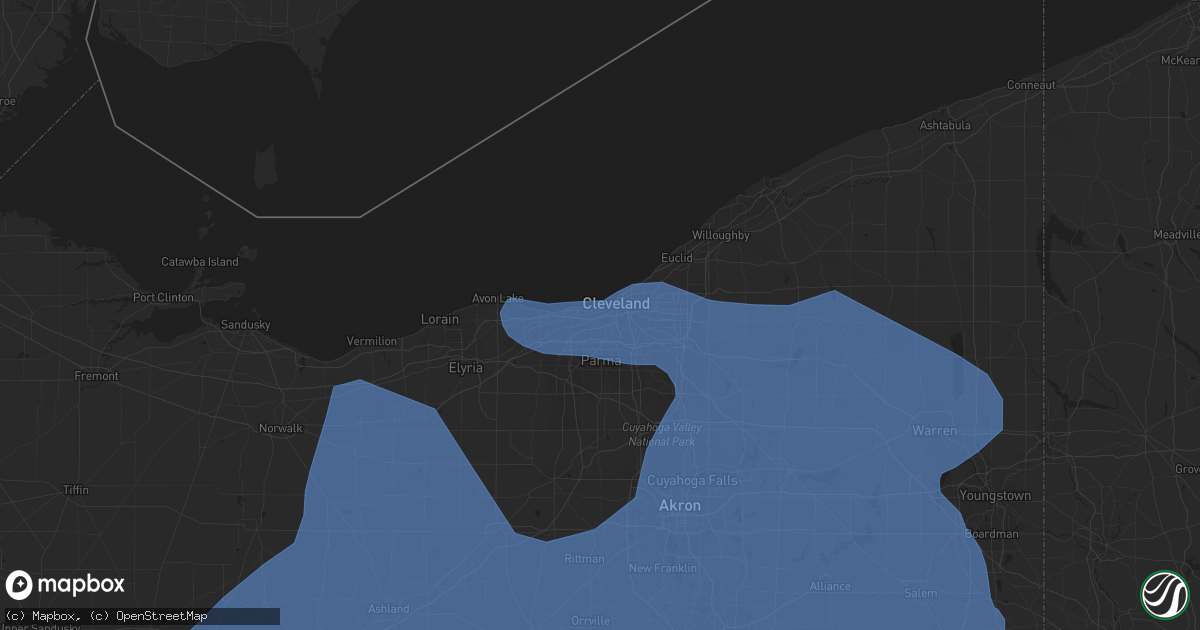 Hail map in Cleveland, OH on March 26, 2021