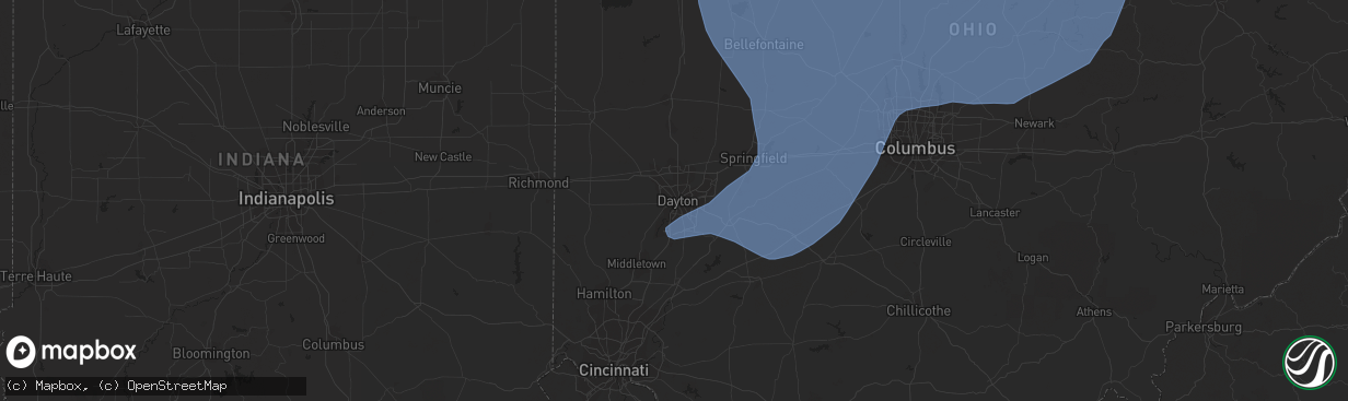 Hail map in Dayton, OH on March 26, 2021