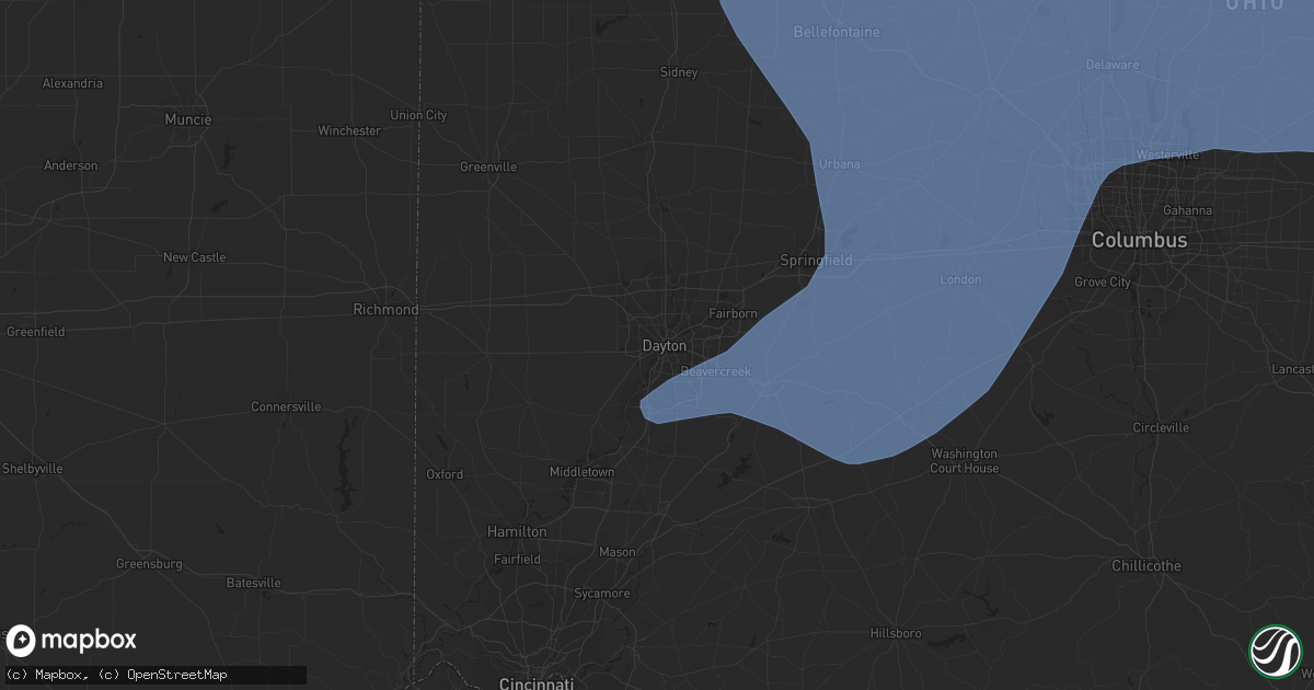Hail map in Dayton, OH on March 26, 2021