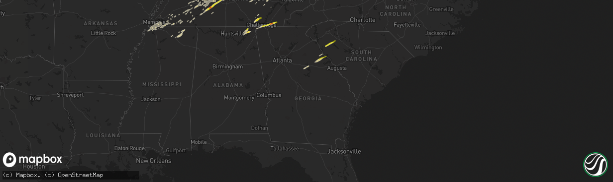 Hail map in Georgia on March 26, 2021