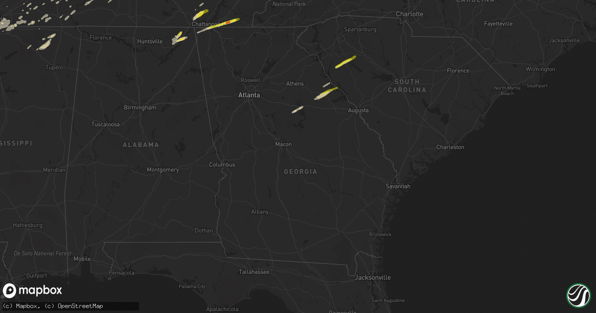 Hail map in Georgia on March 26, 2021