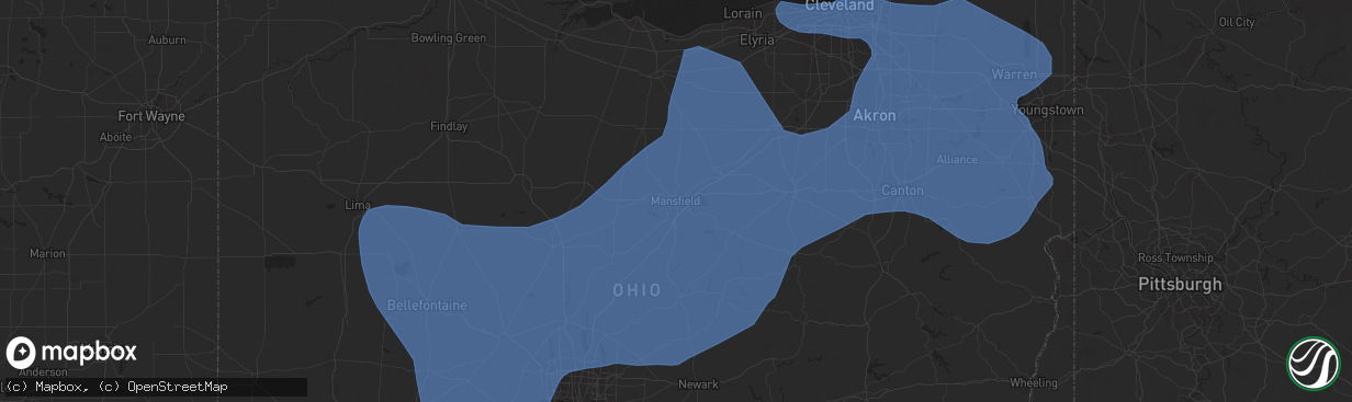 Hail map in Mansfield, OH on March 26, 2021