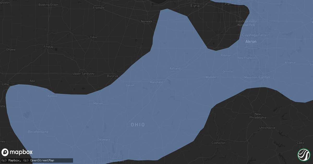 Hail map in Mansfield, OH on March 26, 2021