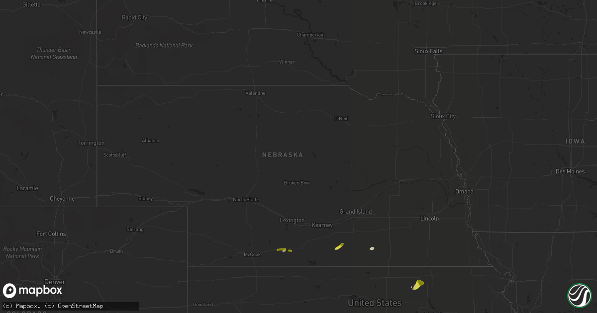Hail map in Nebraska on March 26, 2021