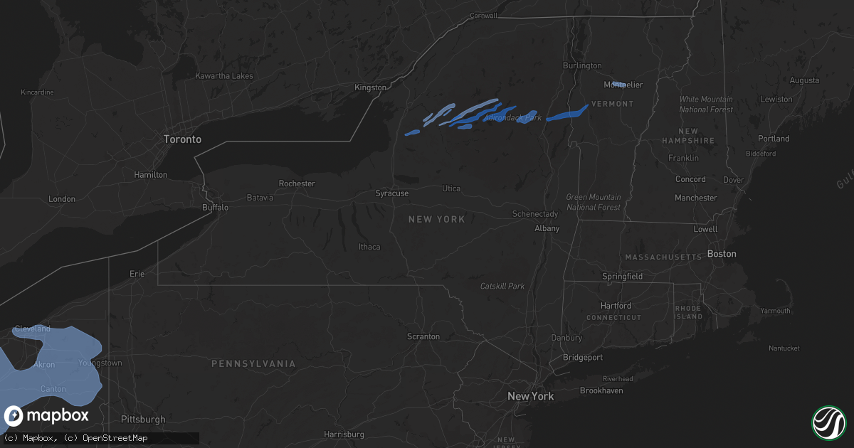 Hail map in New York on March 26, 2021