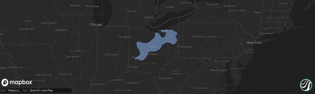 Hail map in Ohio on March 26, 2021