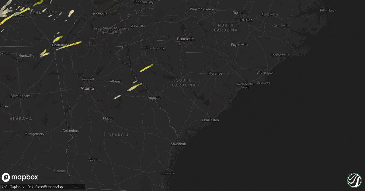 Hail map in South Carolina on March 26, 2021