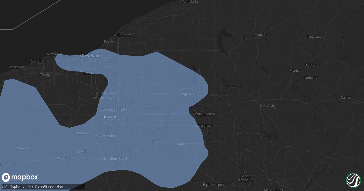 Hail map in Warren, OH on March 26, 2021