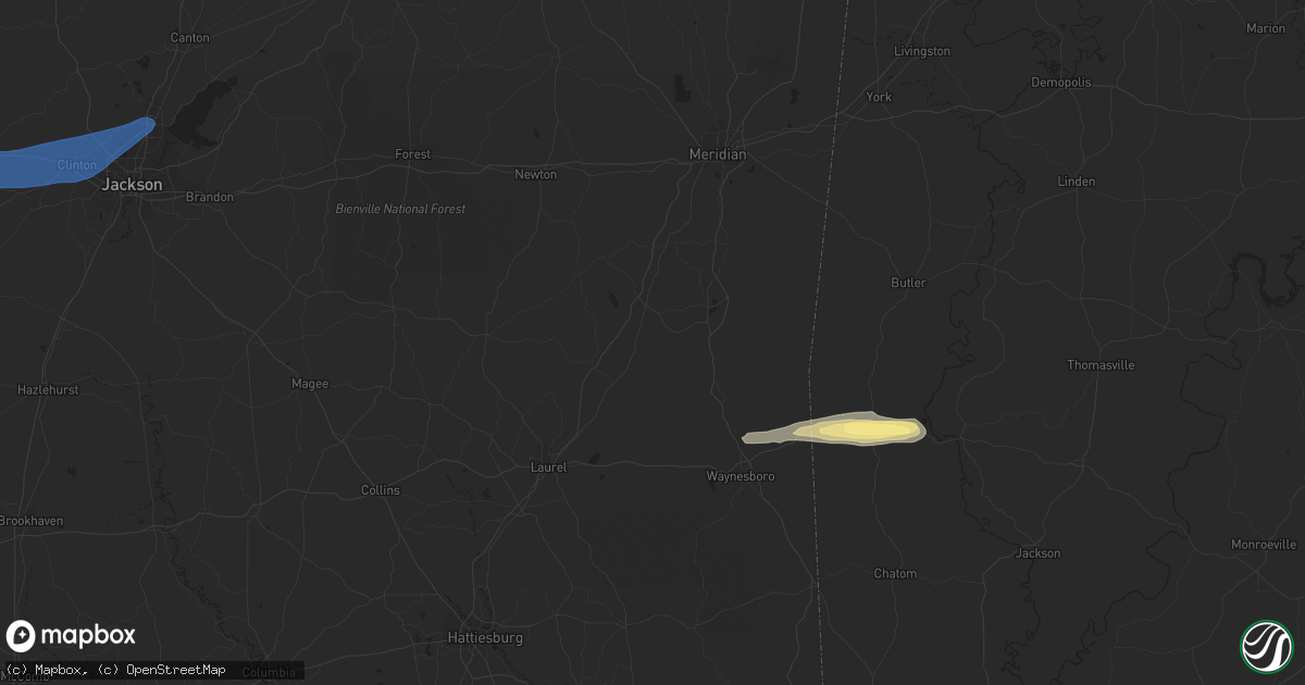 Hail map in Alexander City, AL on March 26, 2023