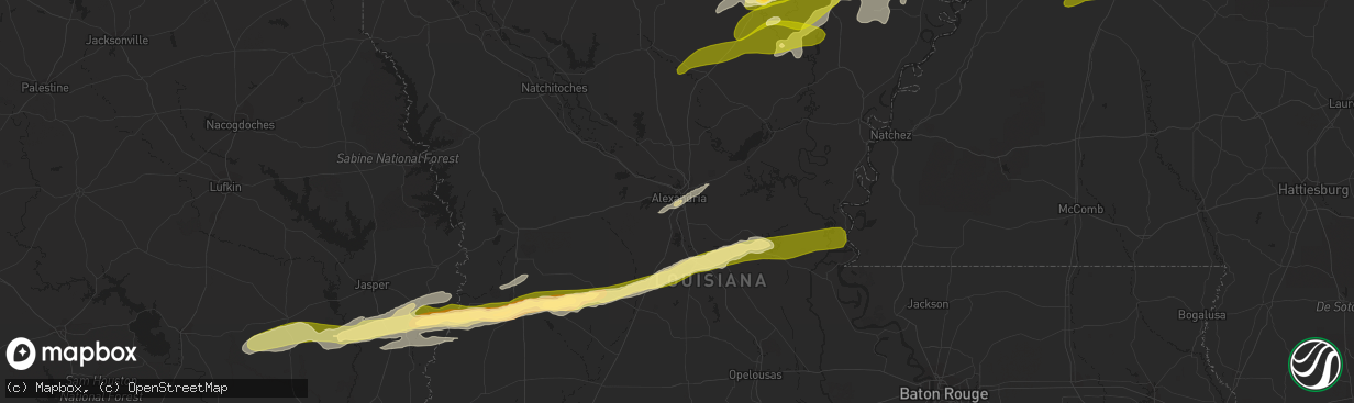 Hail map in Alexandria, LA on March 26, 2023