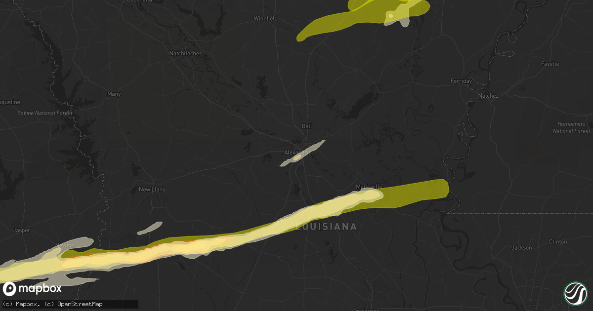 Hail map in Alexandria, LA on March 26, 2023