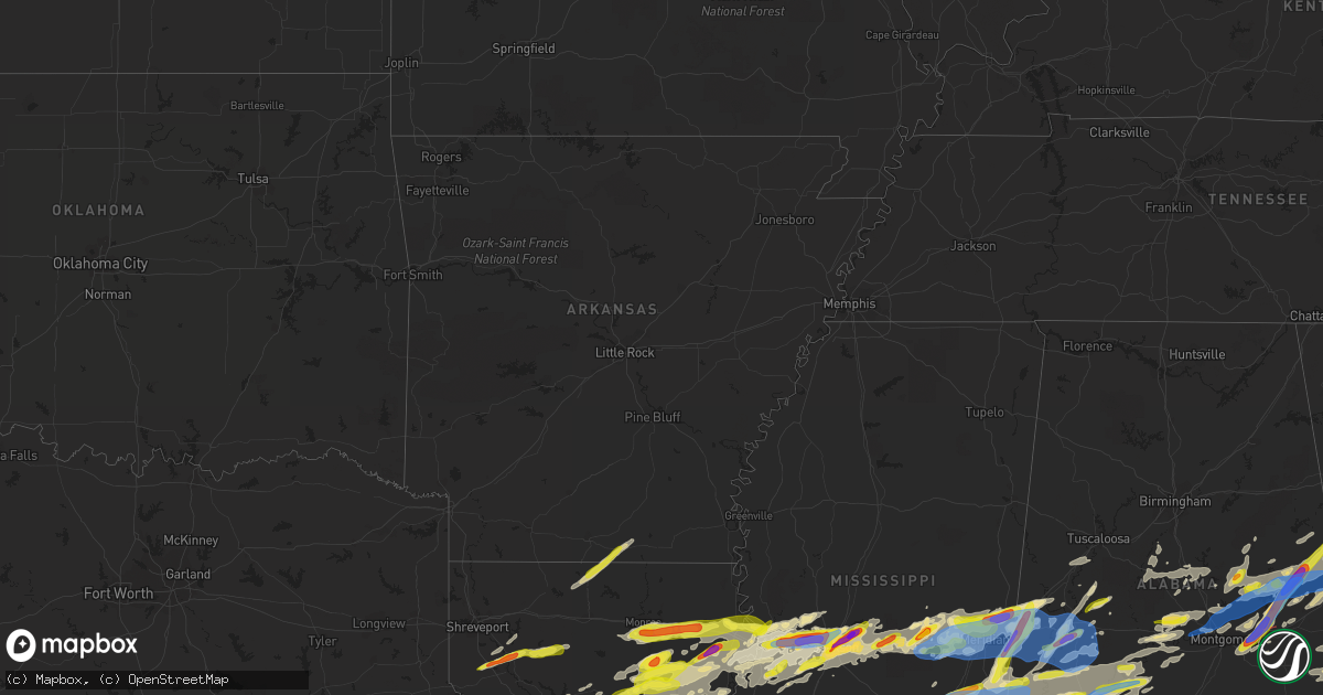 Hail map in Arkansas on March 26, 2023