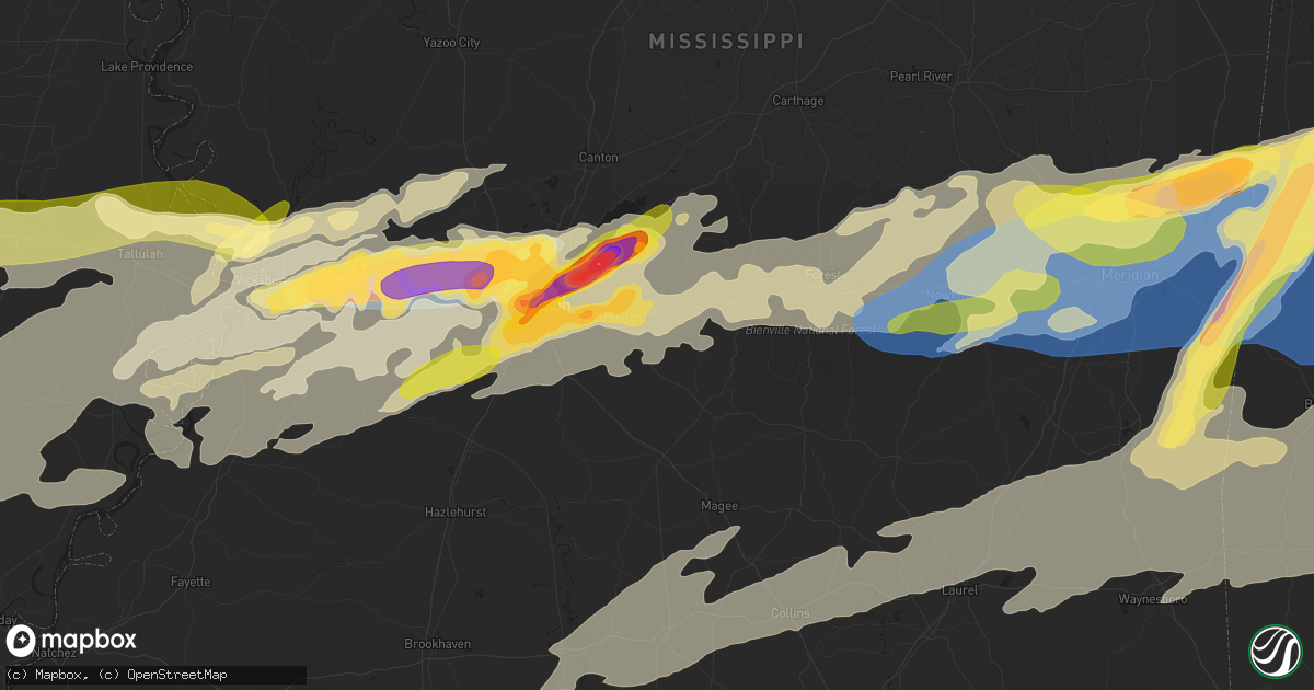 Hail map in Brandon, MS on March 26, 2023