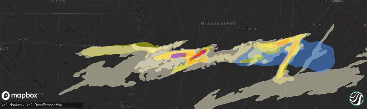 Hail map in Clinton, MS on March 26, 2023