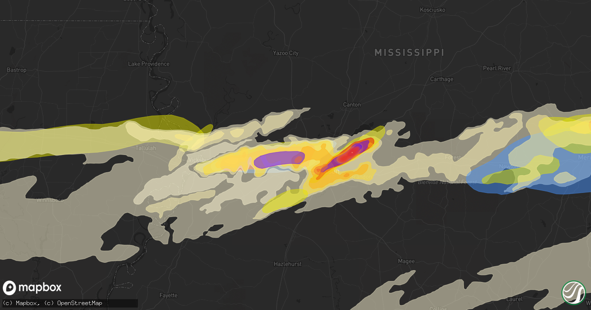 Hail map in Clinton, MS on March 26, 2023