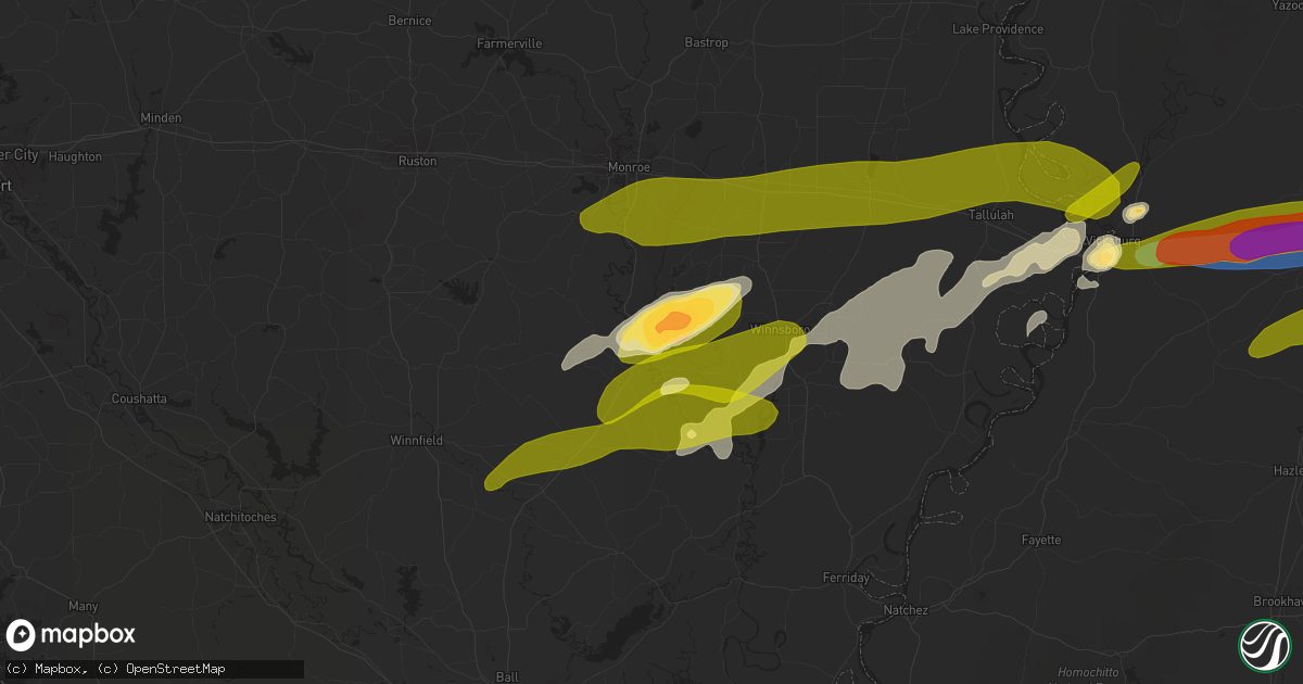 Hail map in Columbia, LA on March 26, 2023