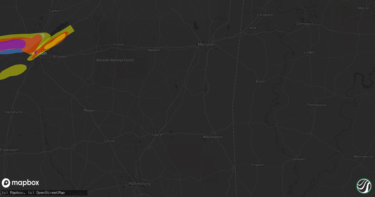 Hail map in Edwards, MS on March 26, 2023