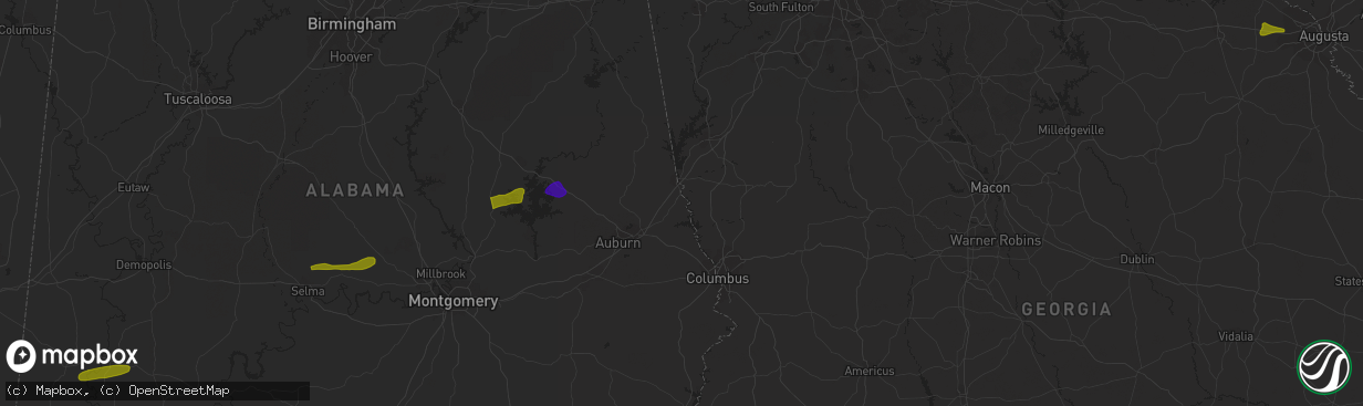 Hail map in Equality, AL on March 26, 2023