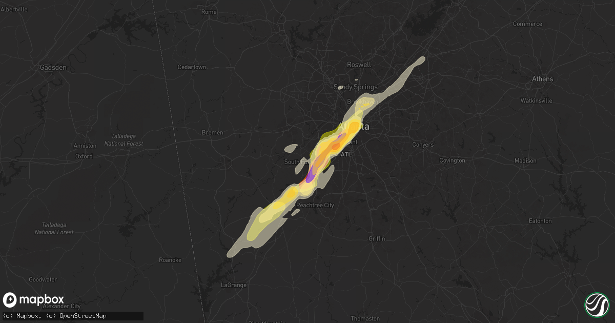Hail map in Fairburn, GA on March 26, 2023