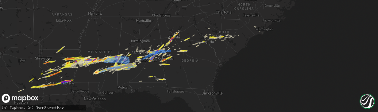 Hail map in Georgia on March 26, 2023