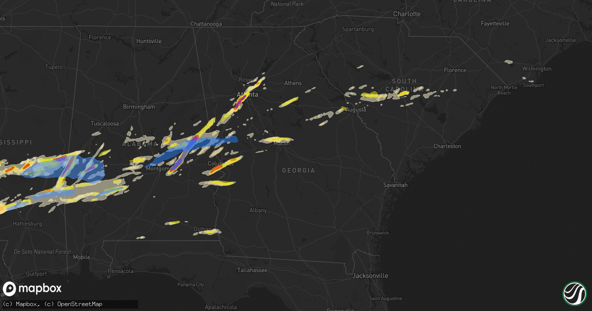 Hail map in Georgia on March 26, 2023