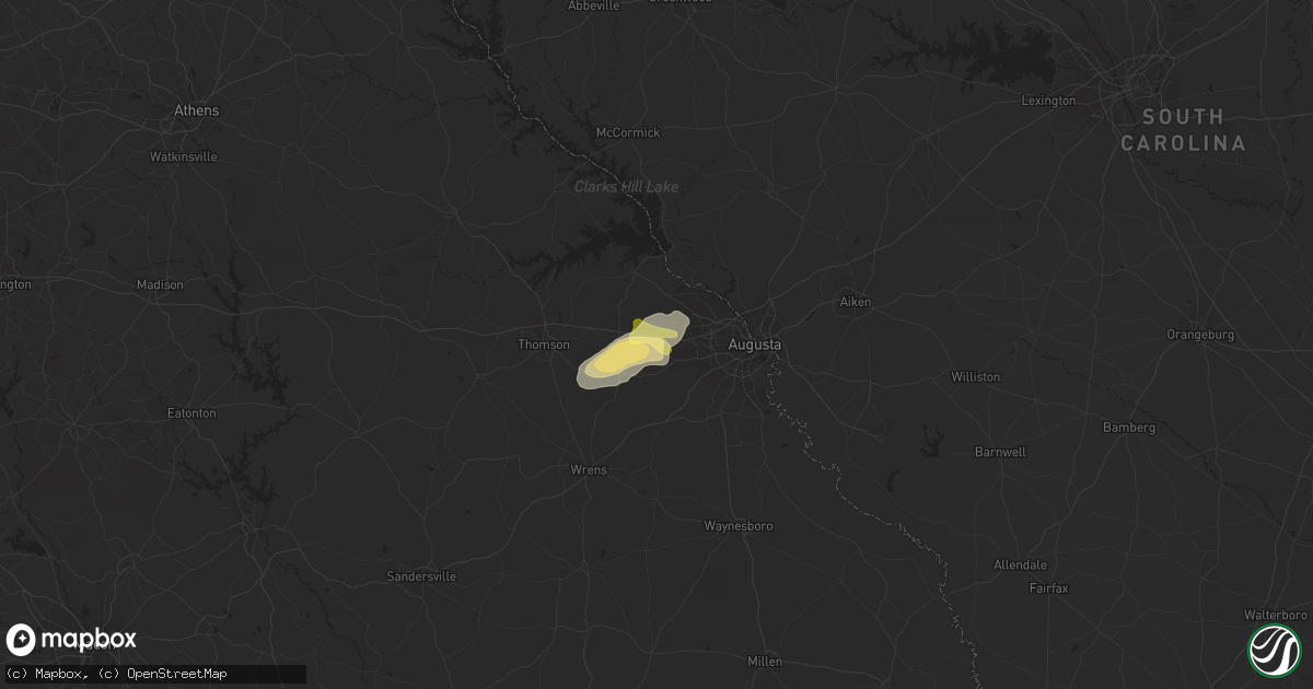 Hail map in Grovetown, GA on March 26, 2023