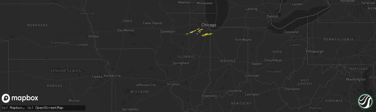 Hail map in Illinois on March 26, 2023