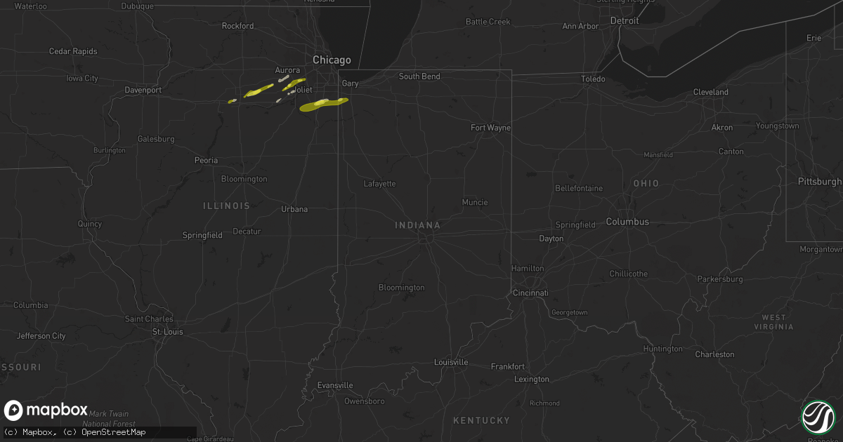 Hail map in Indiana on March 26, 2023