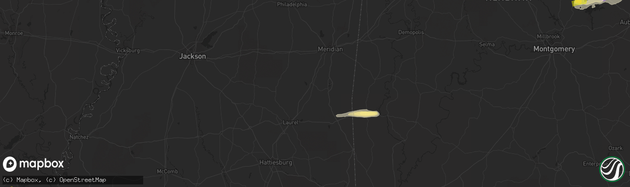 Hail map in Jacksons Gap, AL on March 26, 2023