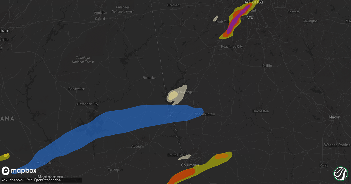 Hail map in Lagrange, GA on March 26, 2023