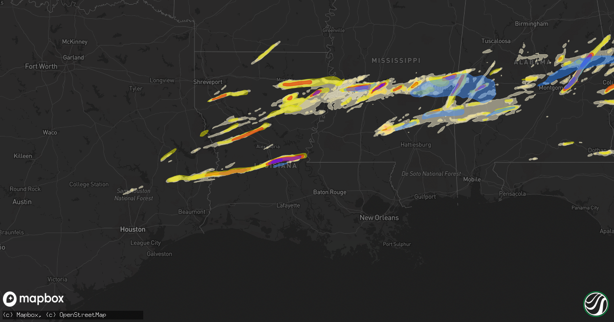 Hail map in Louisiana on March 26, 2023