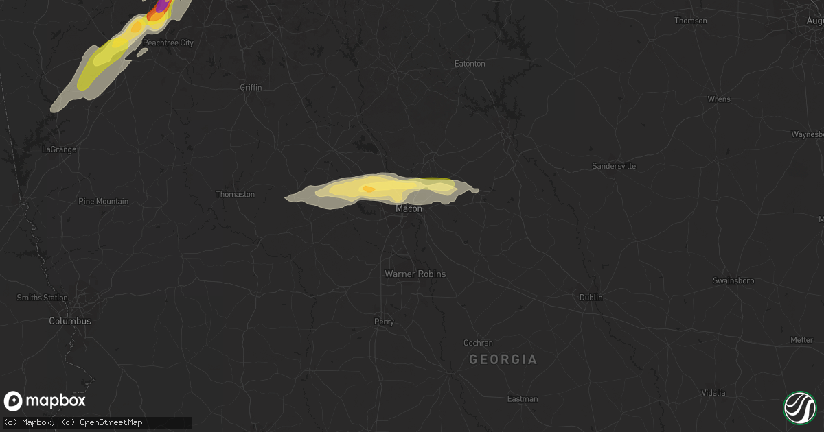Hail map in Macon, GA on March 26, 2023