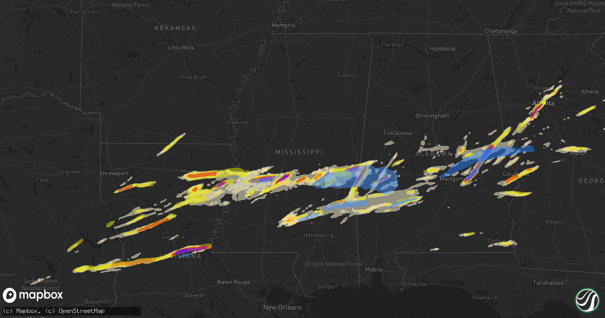 Hail map in Mississippi on March 26, 2023