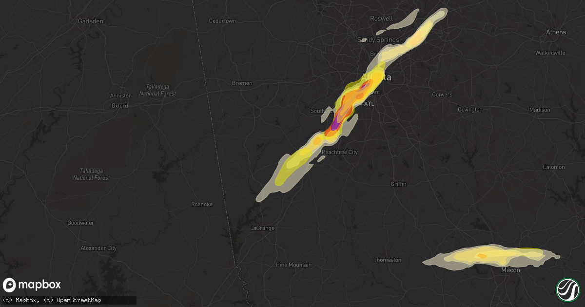 Hail map in Newnan, GA on March 26, 2023