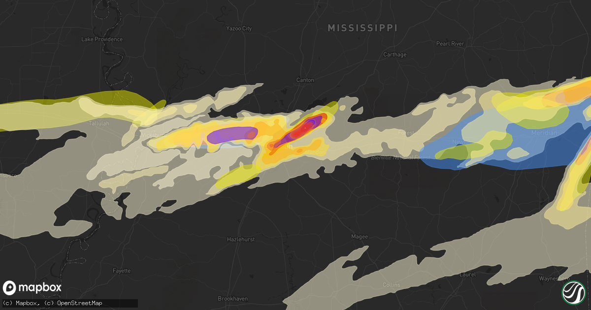 Hail map in Pearl, MS on March 26, 2023