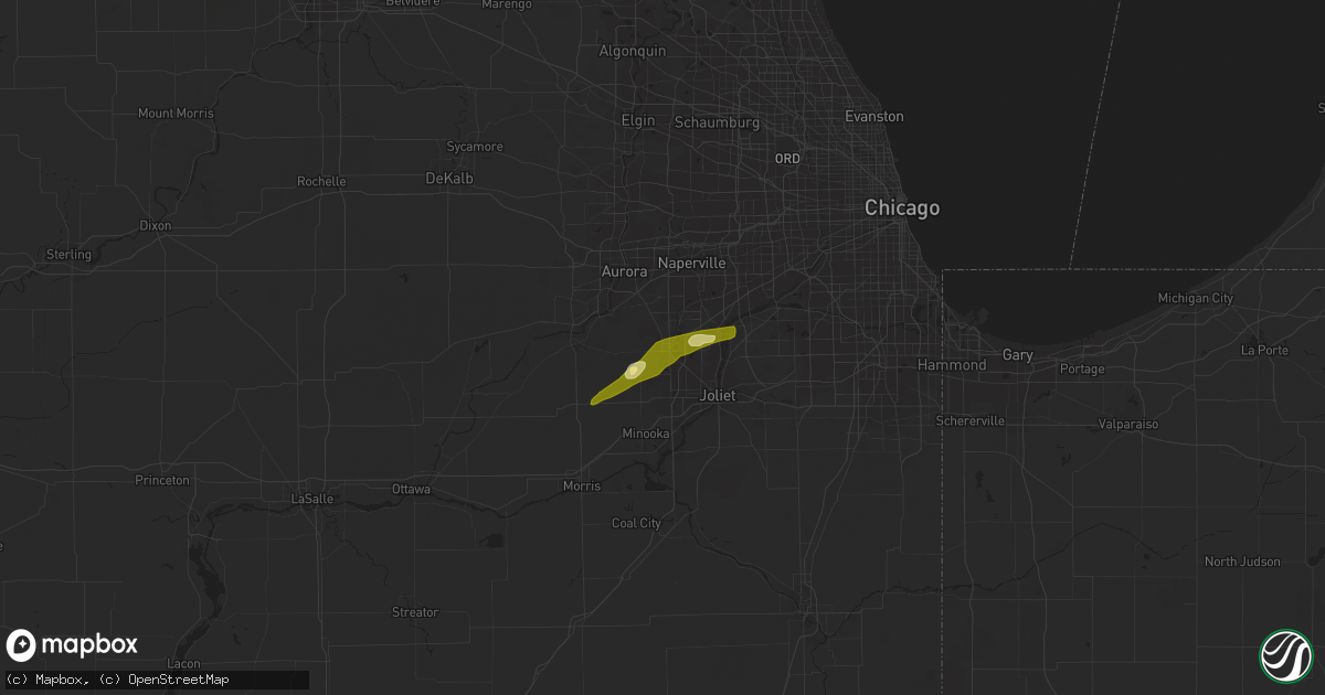 Hail map in Plainfield, IL on March 26, 2023