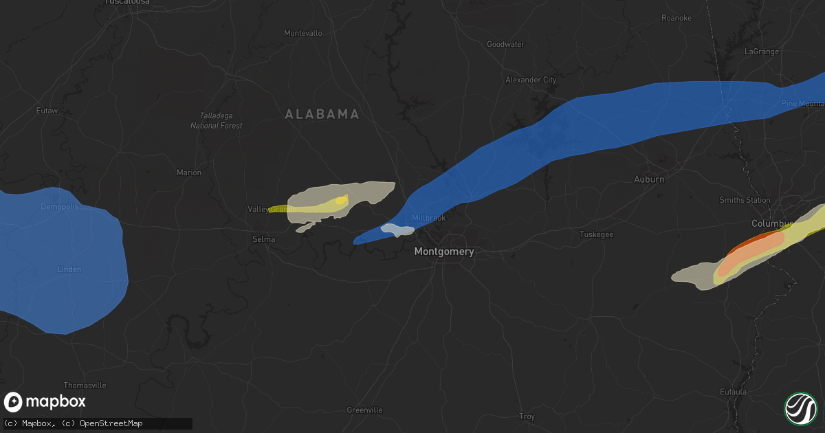 Hail map in Prattville, AL on March 26, 2023