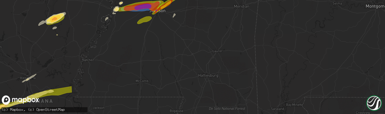 Hail map in Ridgeland, MS on March 26, 2023