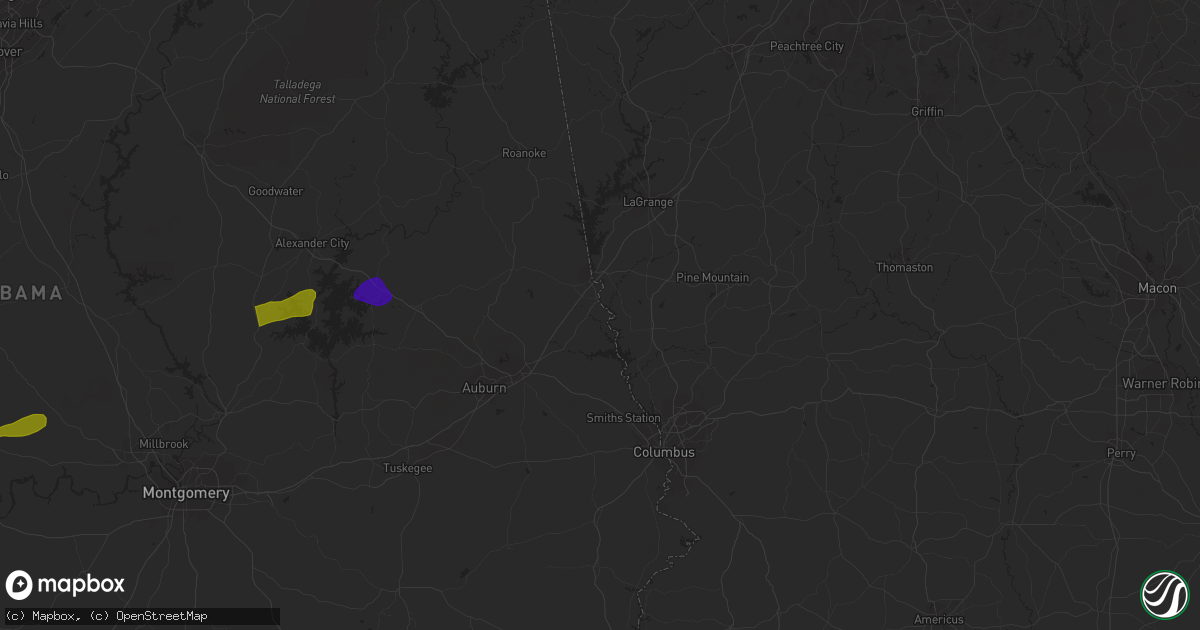 Hail map in Selma, AL on March 26, 2023