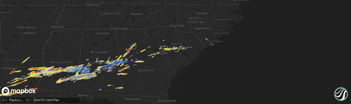 Hail map in South Carolina on March 26, 2023