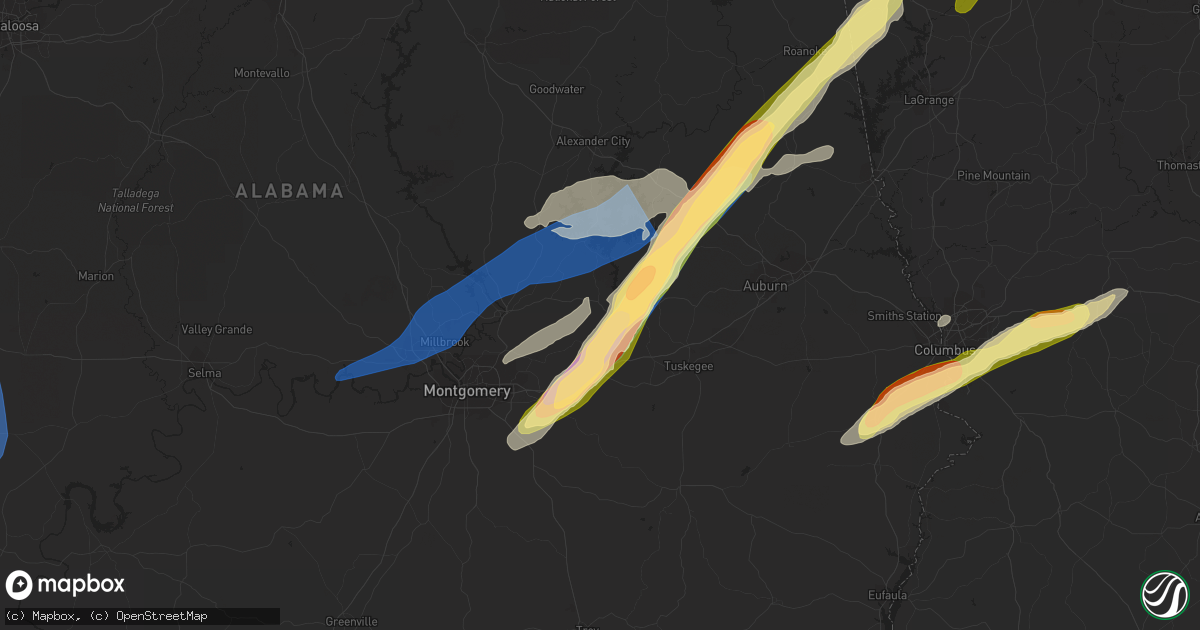 Hail map in Tallassee, AL on March 26, 2023
