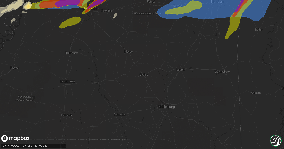 Hail map in Woodville, TX on March 26, 2023