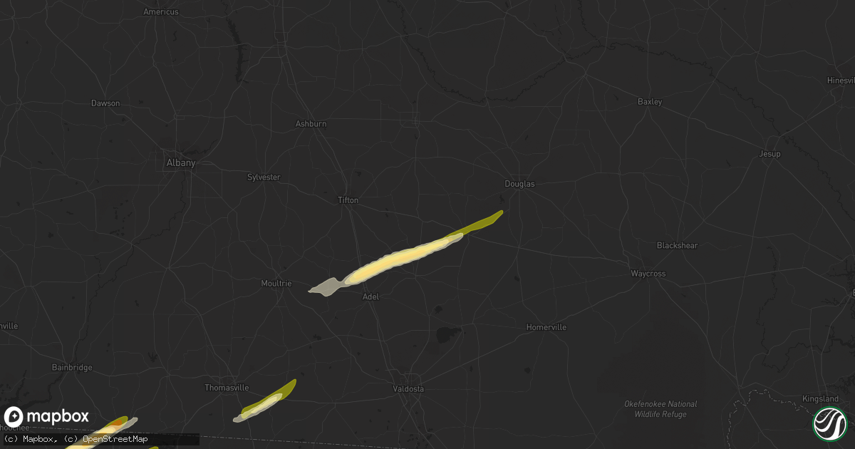 Hail map in Alapaha, GA on March 26, 2024