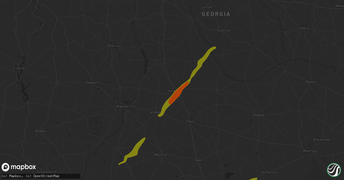 Hail map in Ashburn, GA on March 26, 2024
