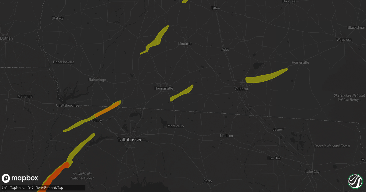 Hail map in Boston, GA on March 26, 2024