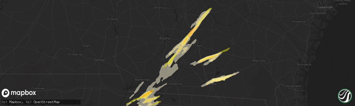 Hail map in Doerun, GA on March 26, 2024